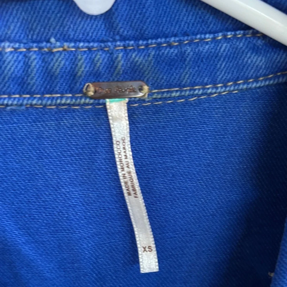 Free People Denim Cobalt Blue Cotton Jacket sz XS - Picture 4 of 8